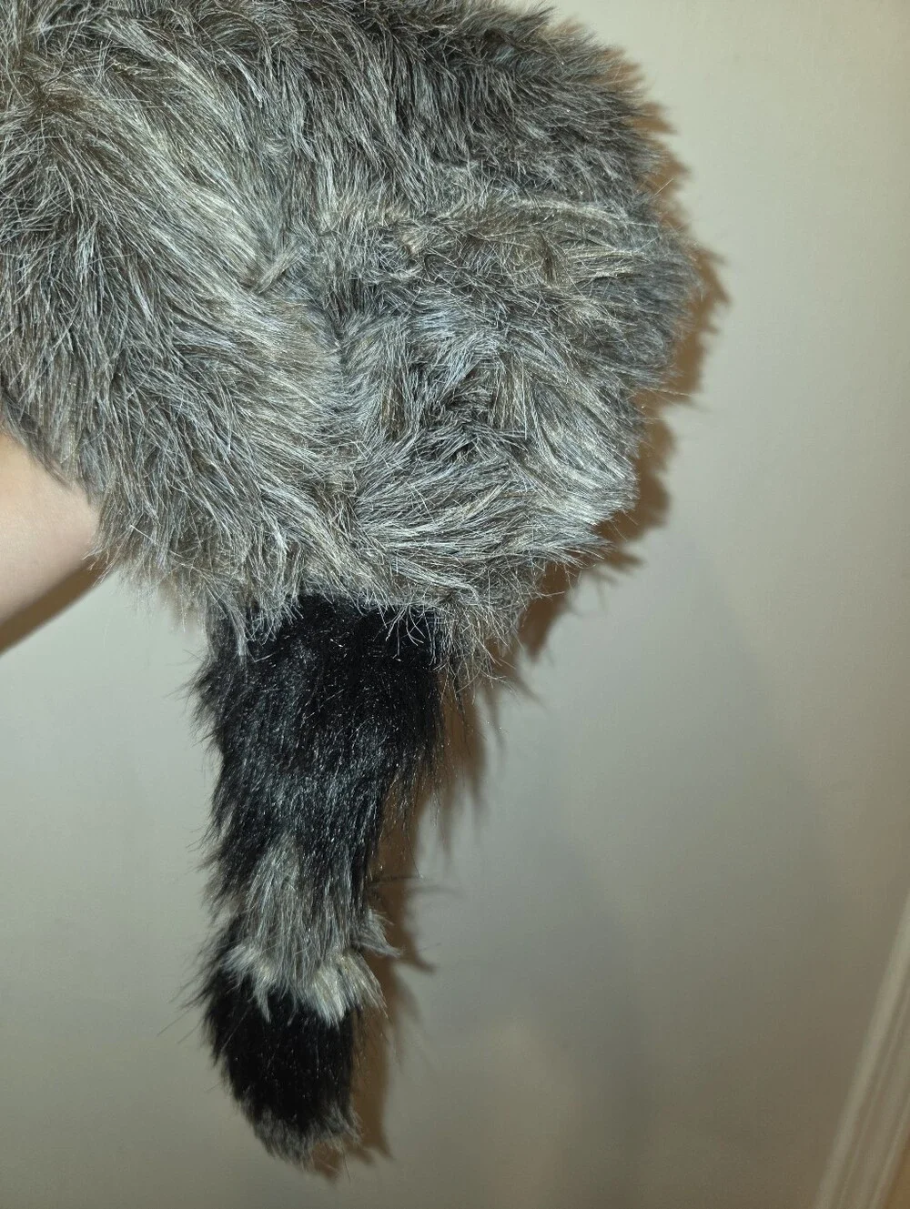 Raccoon Cap Kids Faux Fur Hat - Gray